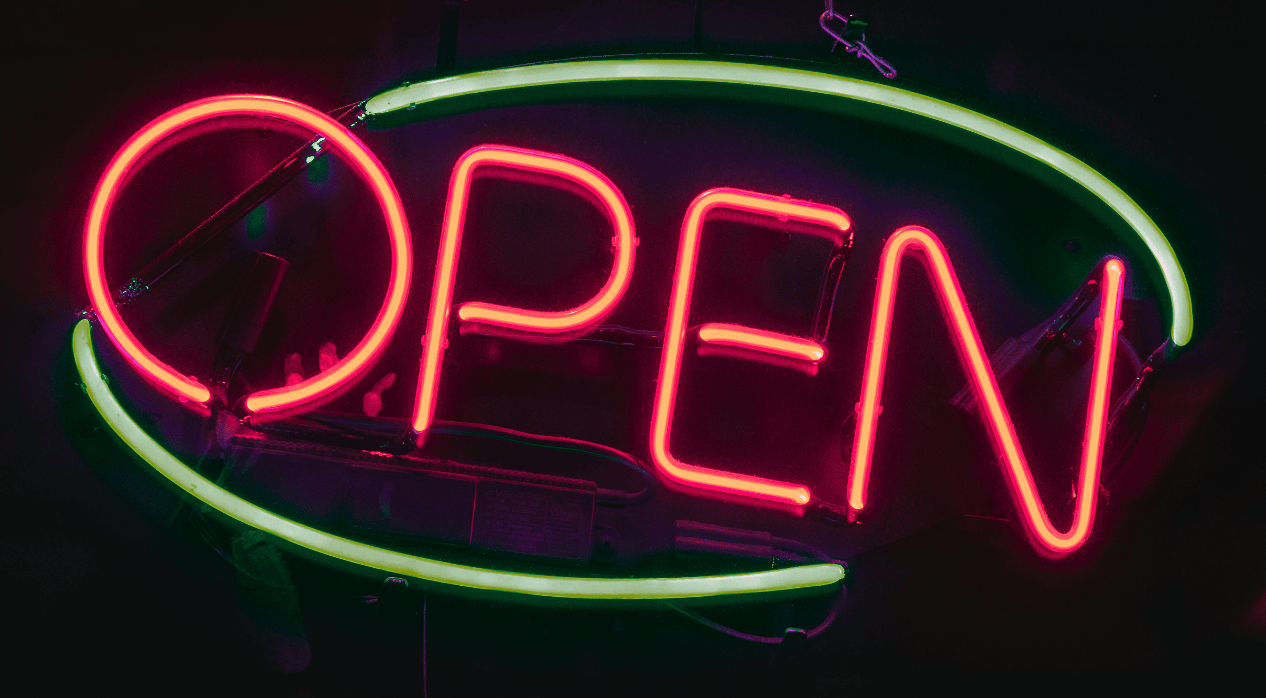 Green and red neon LED open sign